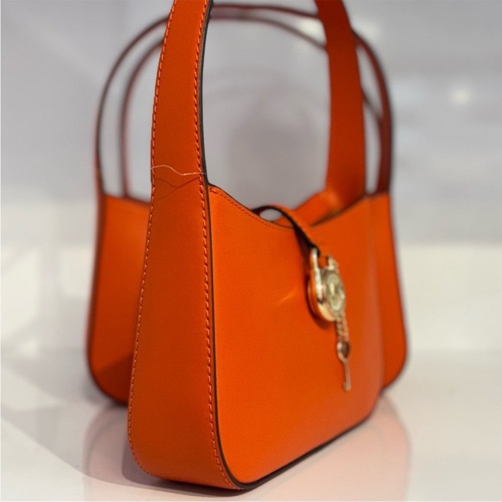 Michael Kors Lyra Small Leather Pochette Bag Red Clay - Picture 6 of 10